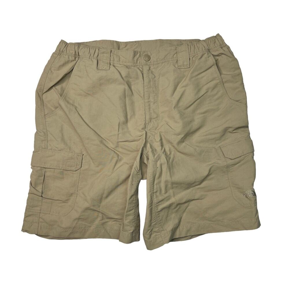 The North Face Cargo Nylon Hiking Shorts Elastic Waist FLAW Khaki Tan Mens Large